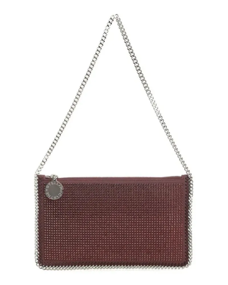 Stella McCartney Hobo Bags Burgundy Crystal-Embellished Shoulder Bag With Cha rot Rot