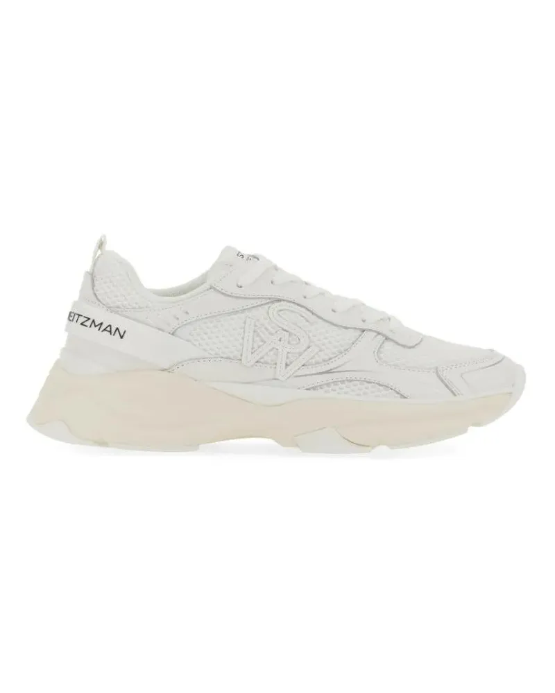 Stuart Weitzman Low-Top Sneaker Textured White Sneakers With Prominent Logo weiß Weiß