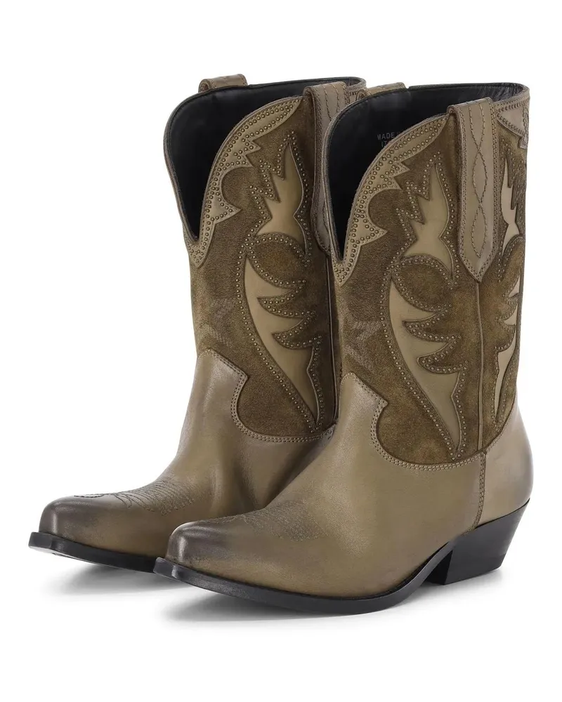 Golden Goose Low-Top Sneaker Cowbow-Stiefel aus Leder grün Grün
