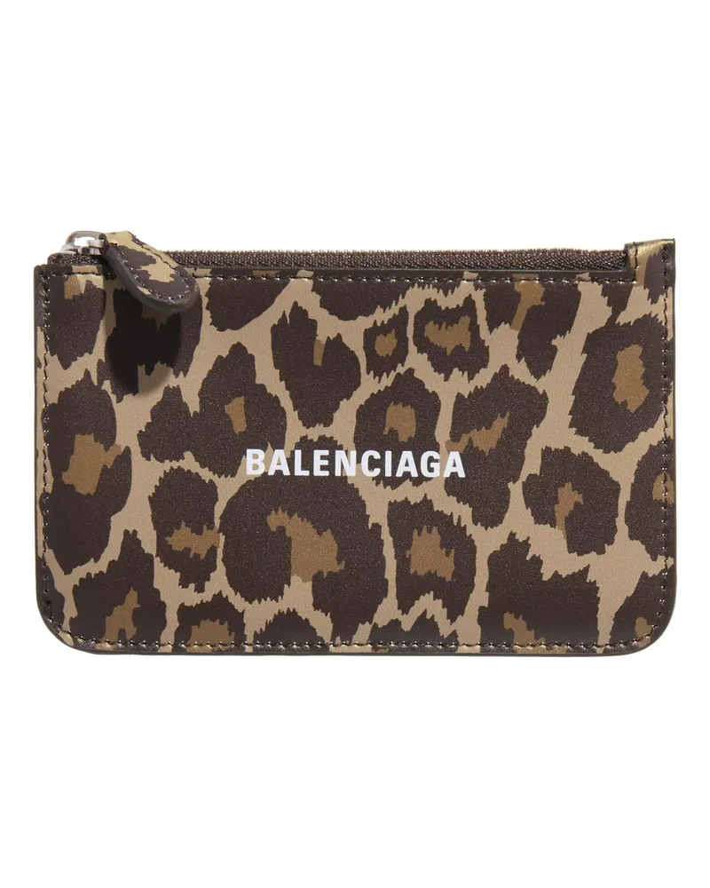 Balenciaga Portemonnaie Leopard Print Coin and Card Holder braun Braun