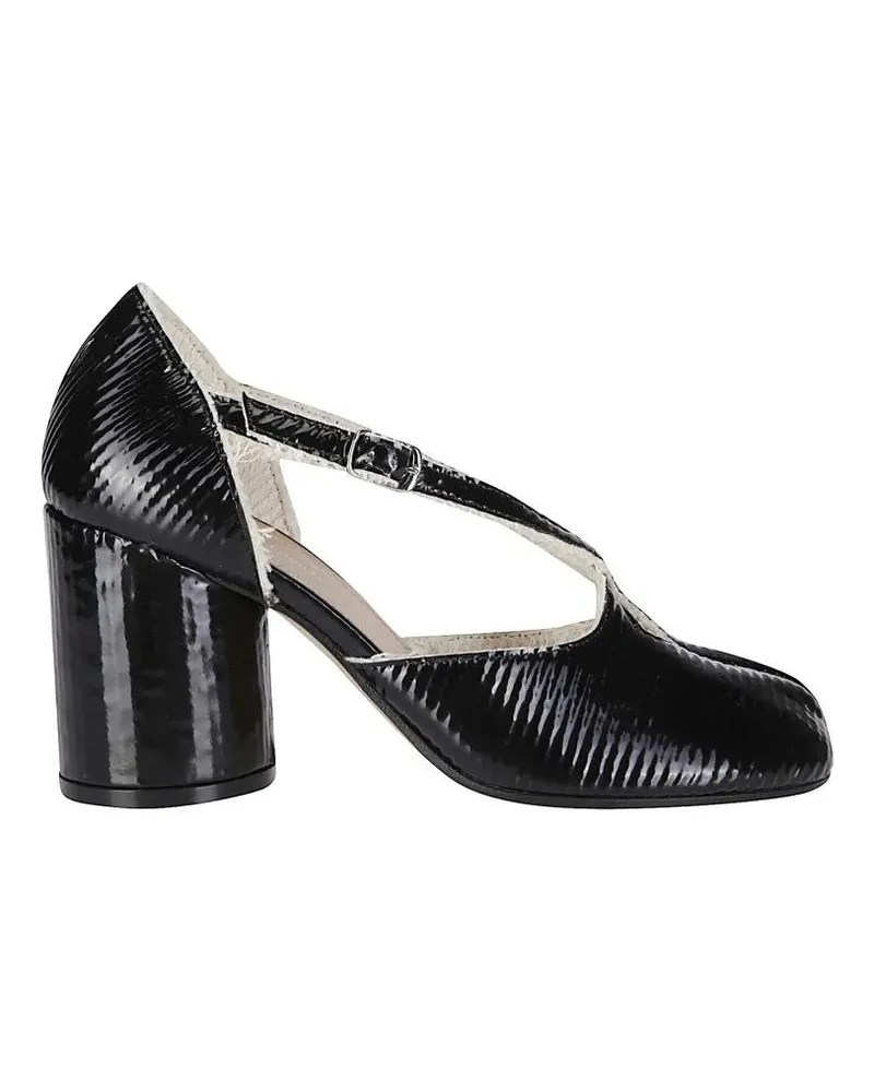 Maison Margiela Hohe Schuhe Scarpa Tabi Pump Shining Bonded Leather schwarz Schwarz