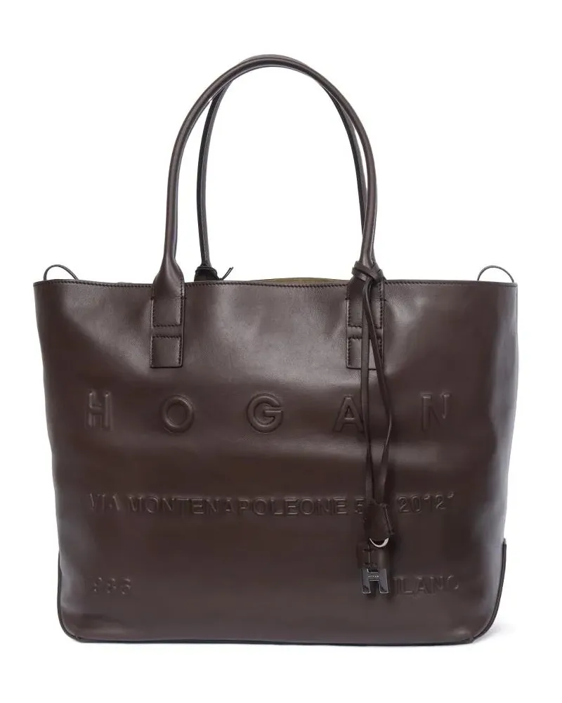 Hogan Shopper & Totes Address Medium Calfskin Leather Tote Bag schwarz Schwarz