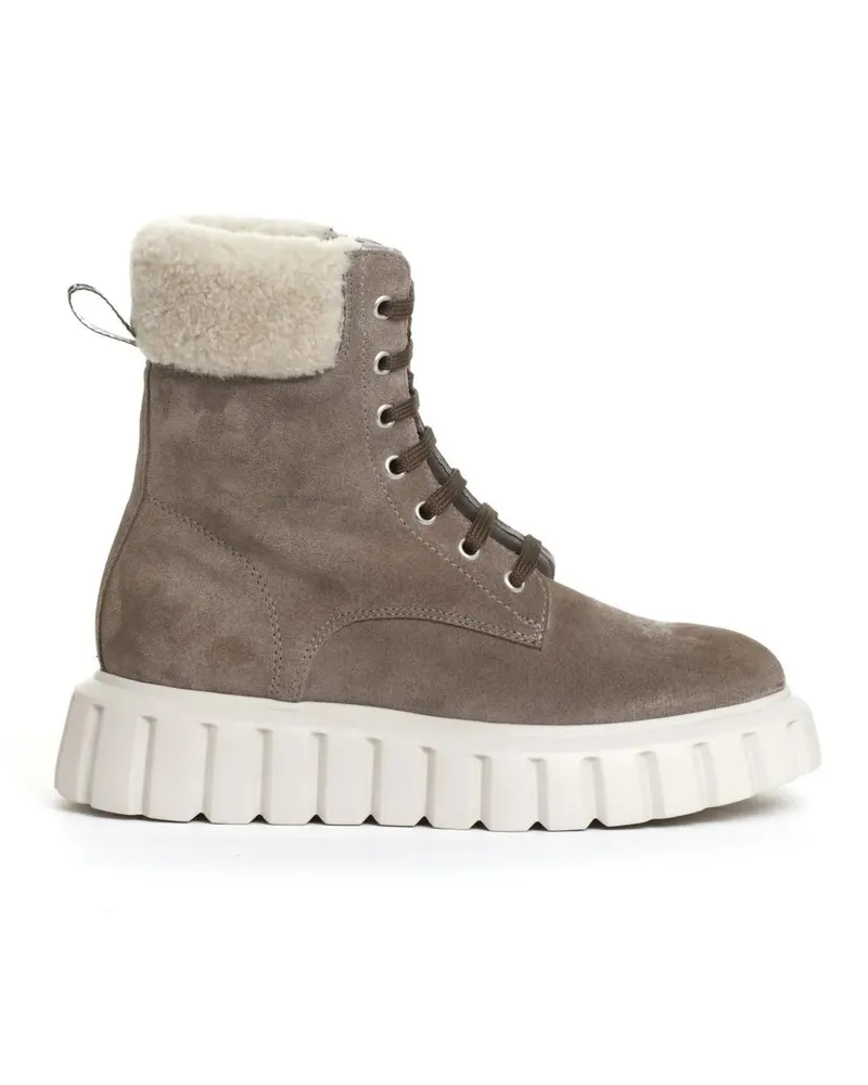 Voile Blanche Stiefel Gray Suede Ankle Boots With Eco-Fur Inserts grau Grau