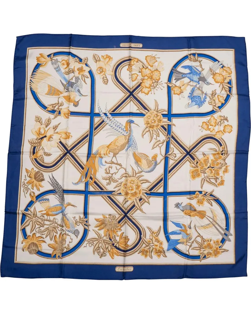 Hermès Tücher & Schals Hermes Classic Caraibes Silk Carre 90 Scarf Tuch blau Blau
