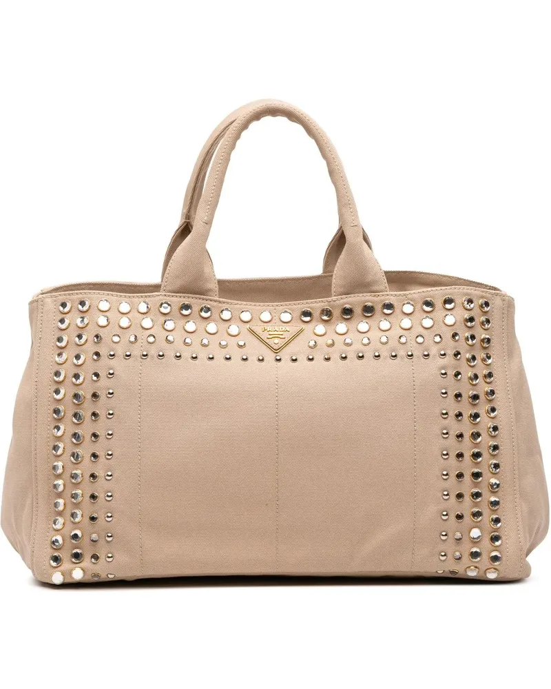 Prada Hobo Bags Large Canvas Canapa Bijoux Satchel braun Braun