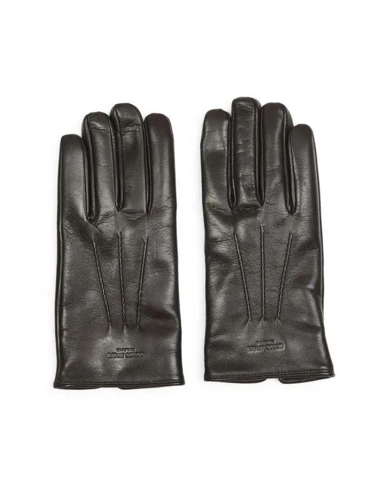 Giorgio Armani Handschuhe Brown Leather Gloves grau Grau