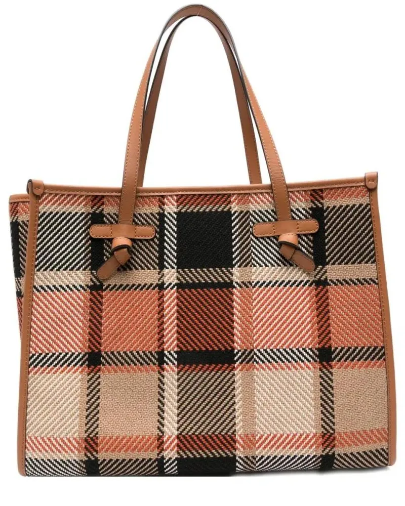Gianni Chiarini Shopper & Totes Plaid Shopper Bag With Leather Trim braun Braun