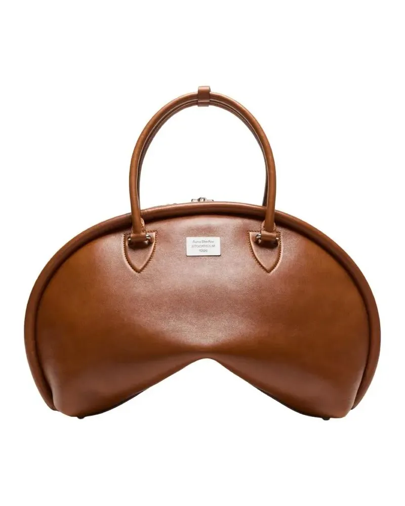 Acne Studios Crossbody Bags Chocolate Leather Bowlina Handbag With Rounded Sha braun Braun