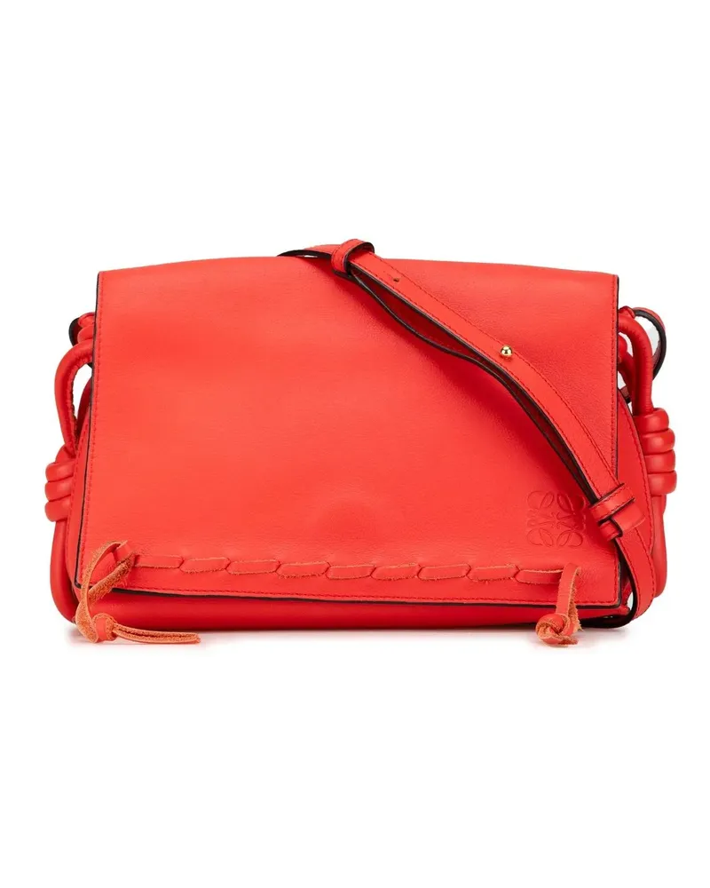 Loewe Hobo Bags 2017 Leather Flamenco Knot Whipstitch Crossbody rot Rot