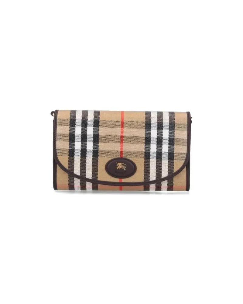 Burberry Crossbody Bags Highlands Chain Wallet With Check Motif – Beige beige Beige