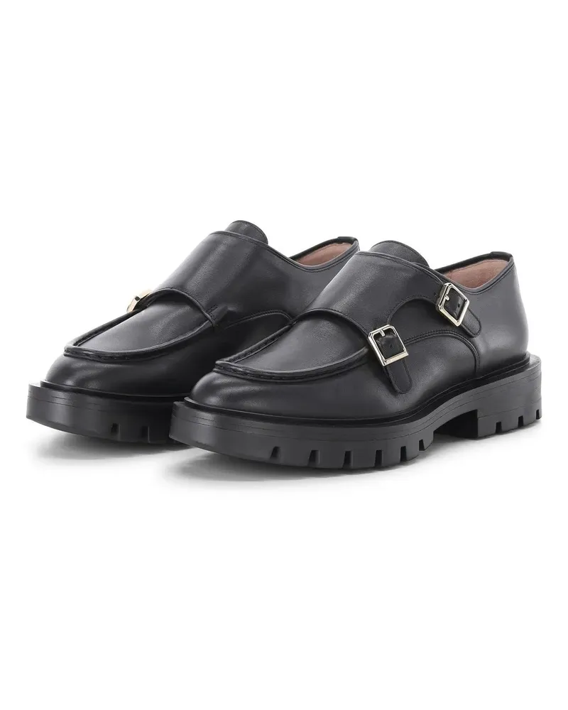 Santoni Low-Top Sneaker Monk Feint aus Leder schwarz Schwarz