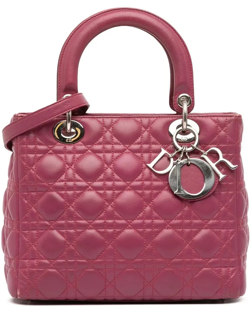Dior Crossbody Bags Medium Lambskin Cannage Lady Dior orange Orange