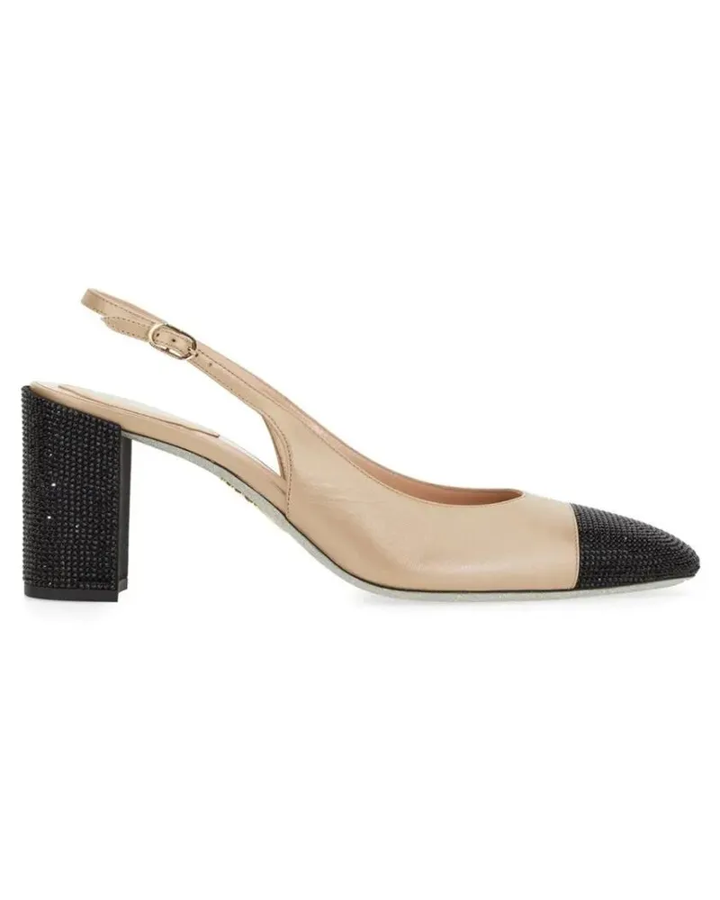 René Caovilla Hohe Schuhe Rhinestone-Embellished Slingback Shoes beige Beige