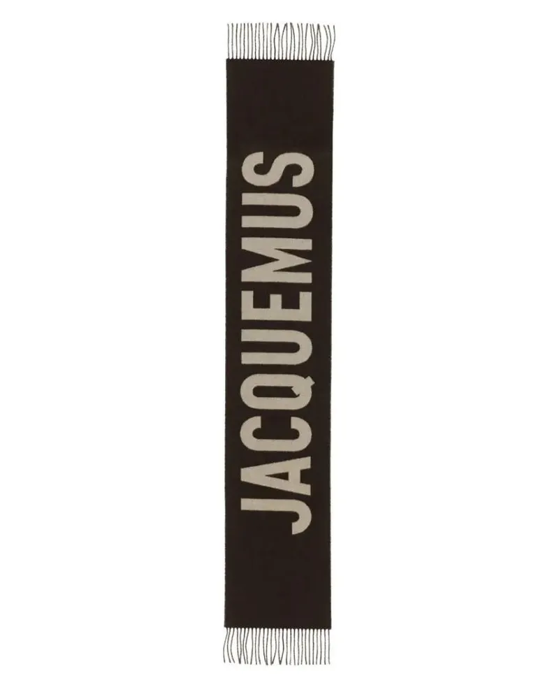 Jacquemus Tücher & Schals Long Rectangular Wool Scarf With Bold Logo braun Braun