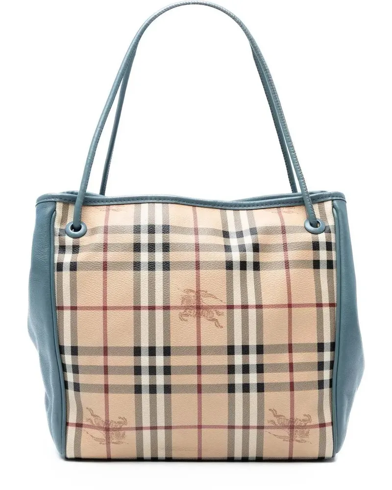 Burberry Shopper Small Leather Trimmed Haymarket Check Coated Canva braun Braun