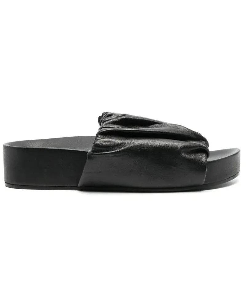 Jil Sander Sandalen Black Sandals With Gathered Upper And Open Design schwarz Schwarz