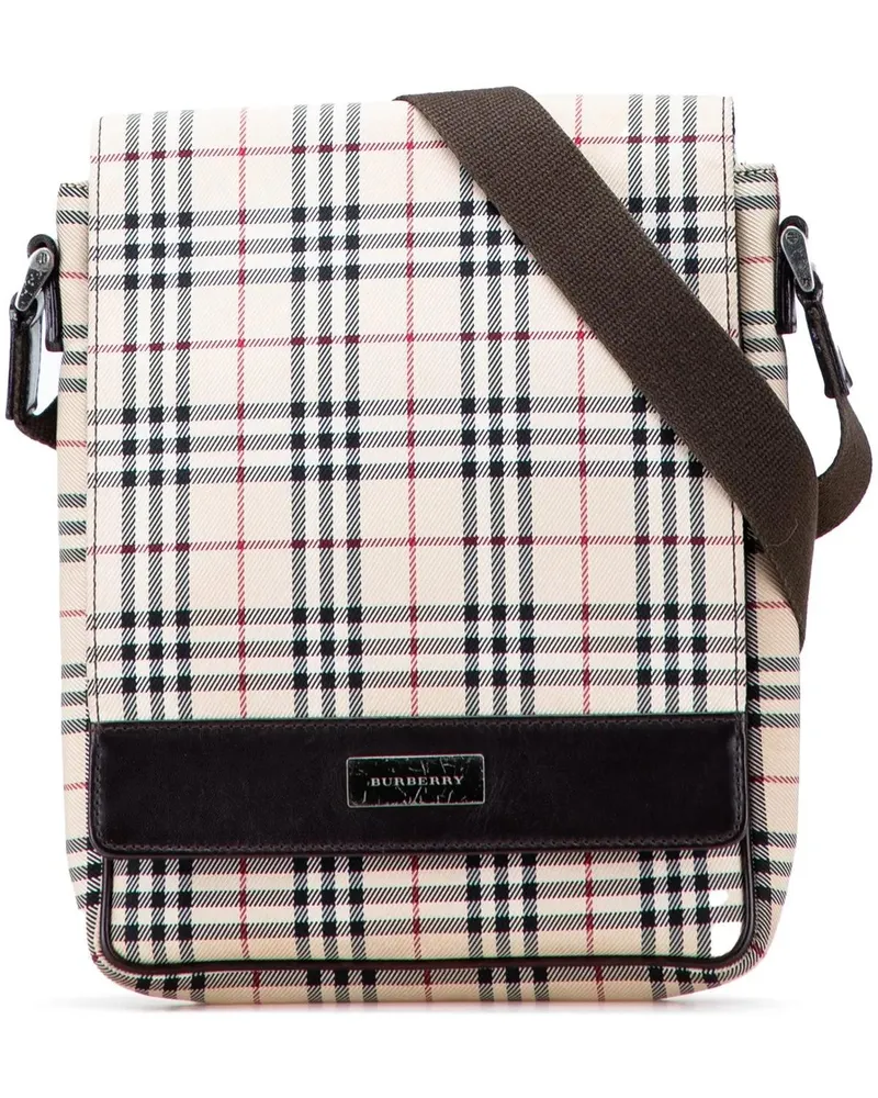 Burberry Hobo Bags House Check Canvas Flap Crossbody braun Braun