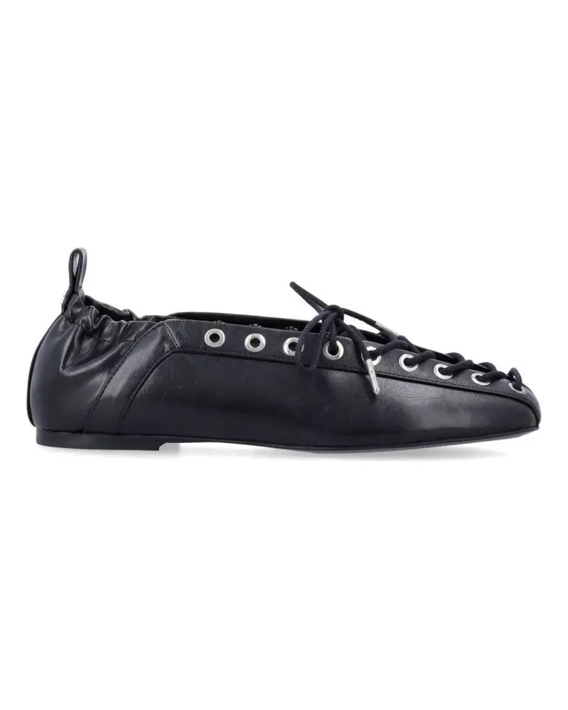 Ganni Oleatex Lace-Up Ballerinas schwarz Schwarz