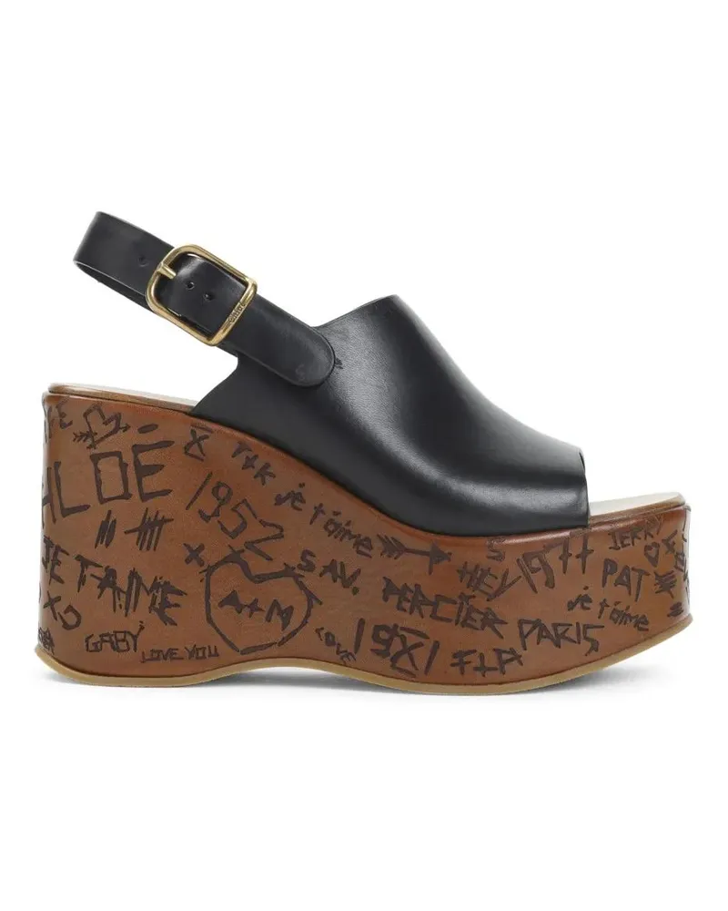 Chloé Sandalen Platform Wedge Slippers schwarz Schwarz