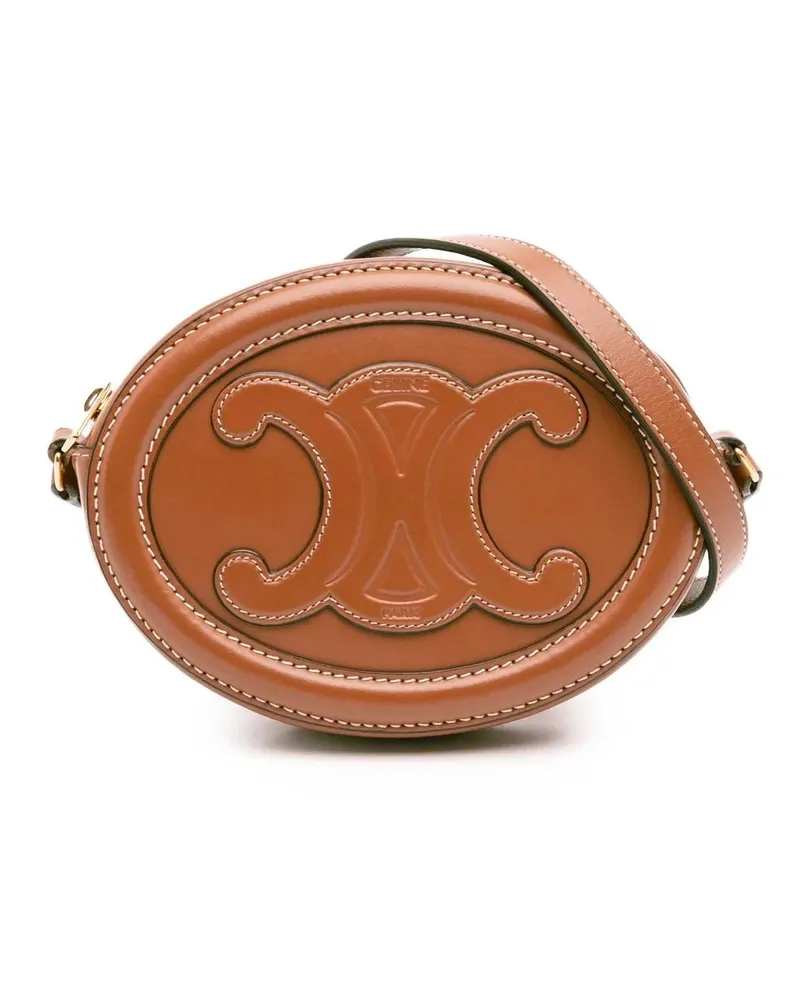 Celine Hobo Bags Small Calfskin Cuir Triomphe Oval Crossbody braun Braun