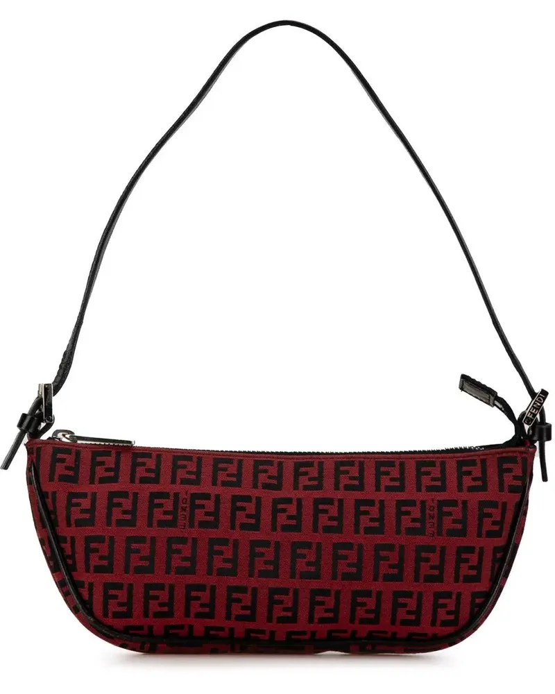 Fendi Hobo Bags 2000-2010 Zucchino Canvas Shoulder Bag rot Rot