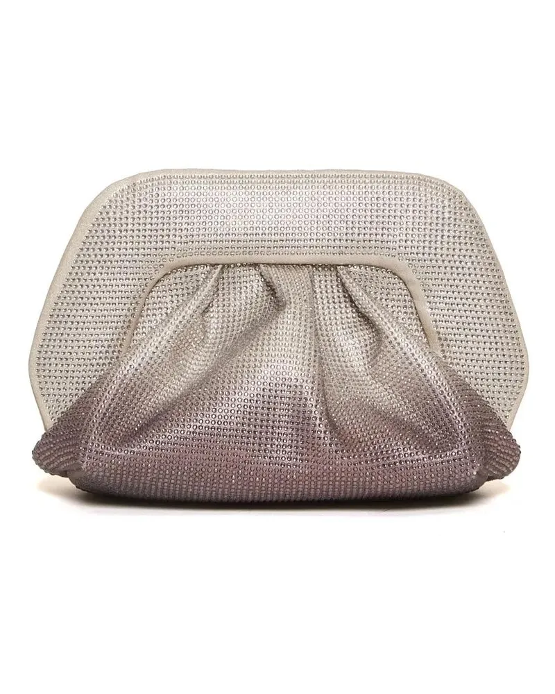 THEMOIRÈ Clutches Degrade Silver Pink Strass Clutch With Pleated Des pink Rosa