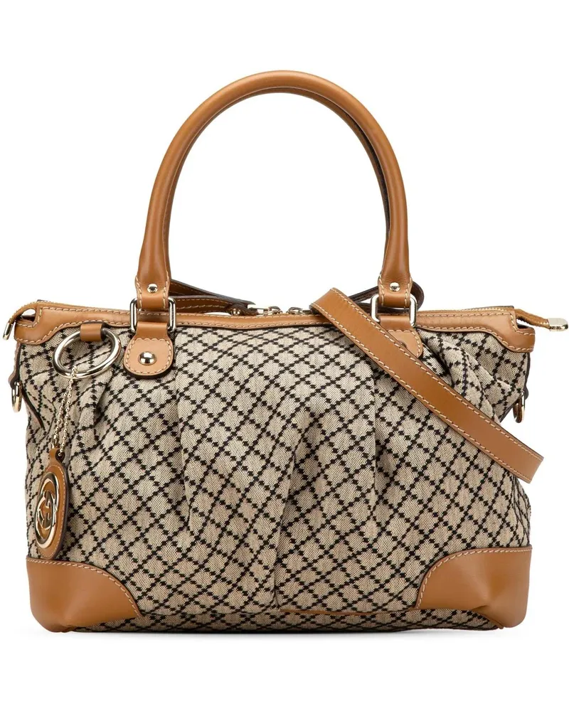 Gucci Hobo Bags 2000-2015 Diamante Canvas Sukey Satchel braun Braun