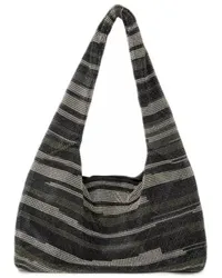 KARA Shopper Crystal Mesh Armpit Hobo Bag  - Black Stripes - St Grün