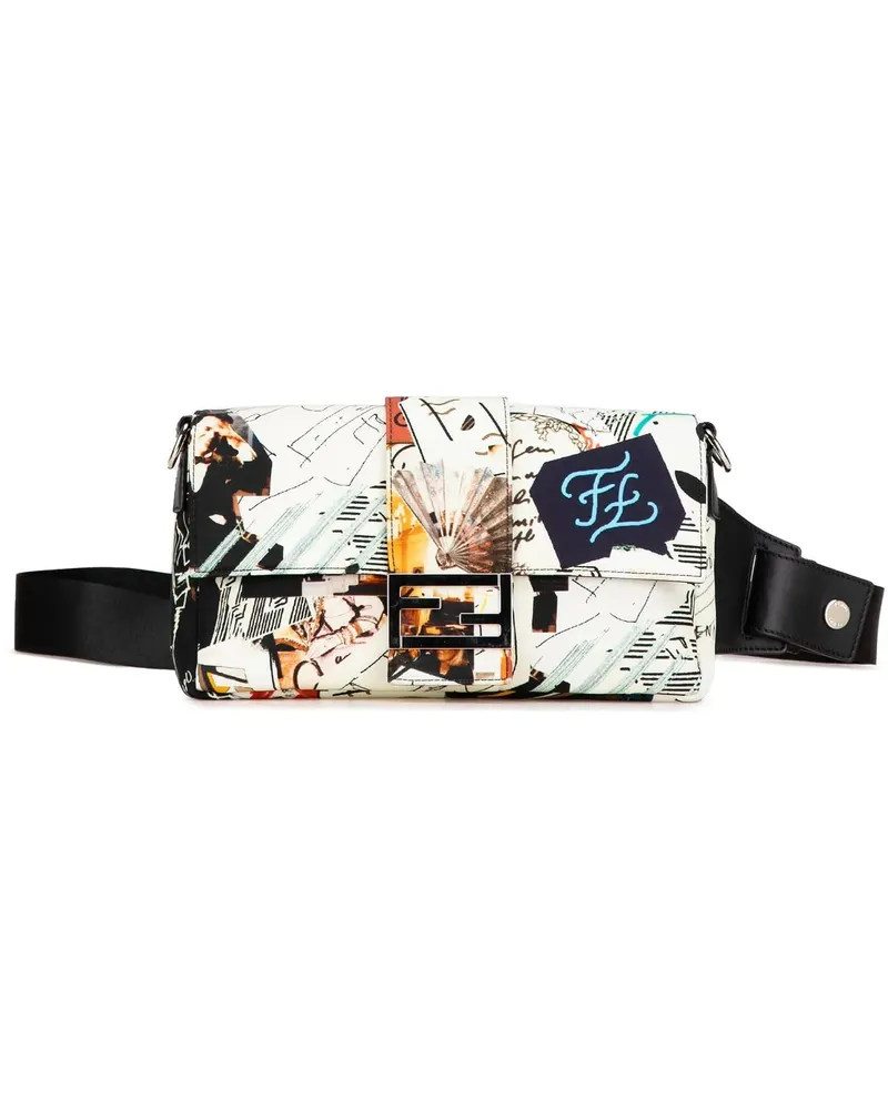 Fendi Bauchtaschen 2010-2024 Nylon Karl Kollage Convertible Belt Bagu weiß Weiß