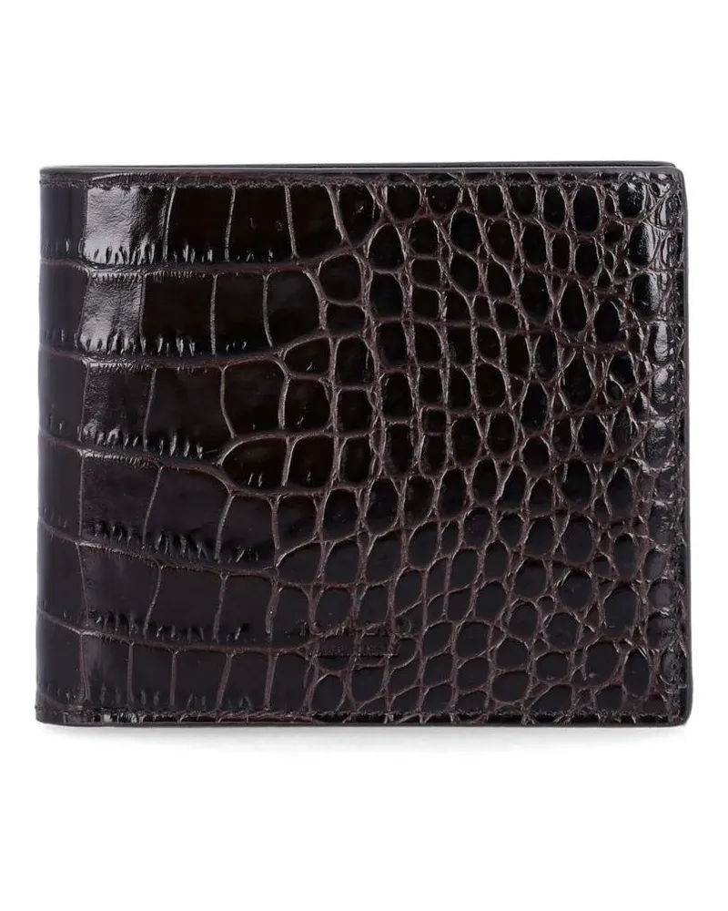 Tom Ford Portemonnaies Crocodile-Embossed Leather Bifold Wallet schwarz Schwarz