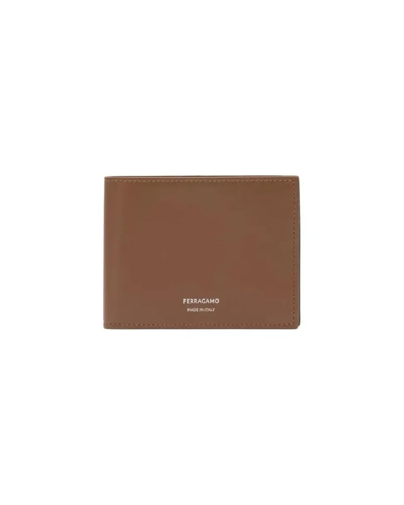 Ferragamo Portemonnaies Calf Leather Wallet With Refined Stitching braun Braun