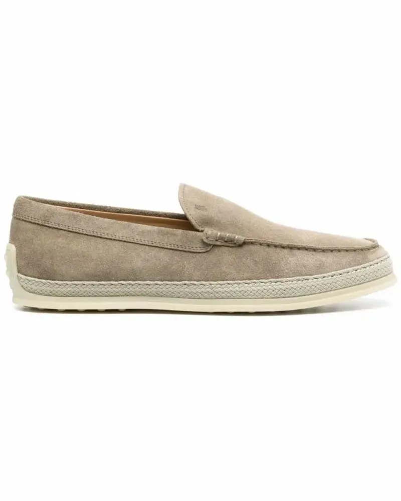 TOD'S Loafer Neutral Suede Moccasin With Tonal Design And Rubbe beige Beige