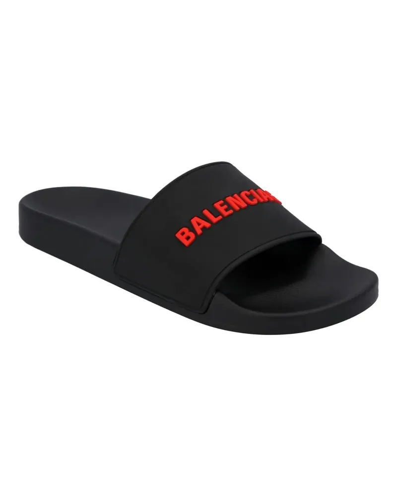 Balenciaga Sandalen Logo Band Rubber Slide Black schwarz Schwarz