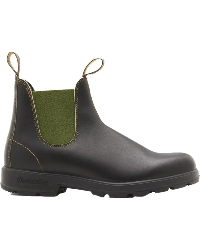 BLUNDSTONE Stiefel Leather Boots With Contrasting Olive Green Elastic braun Braun
