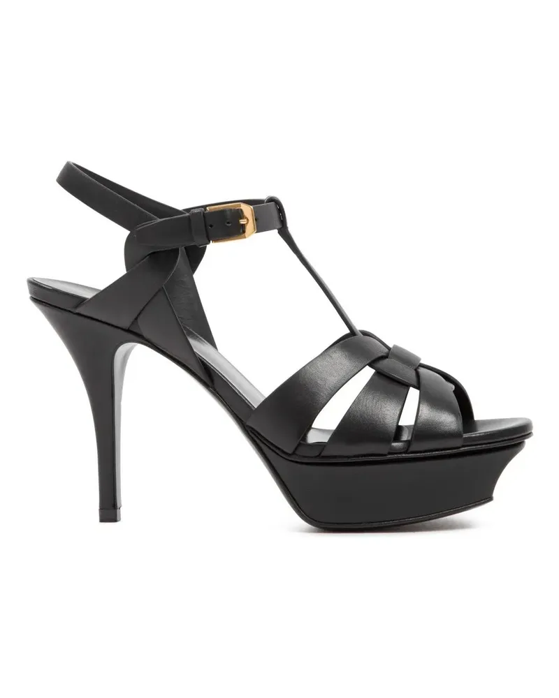 Saint Laurent Sandalen Black Leather Tribute Sandals schwarz Schwarz