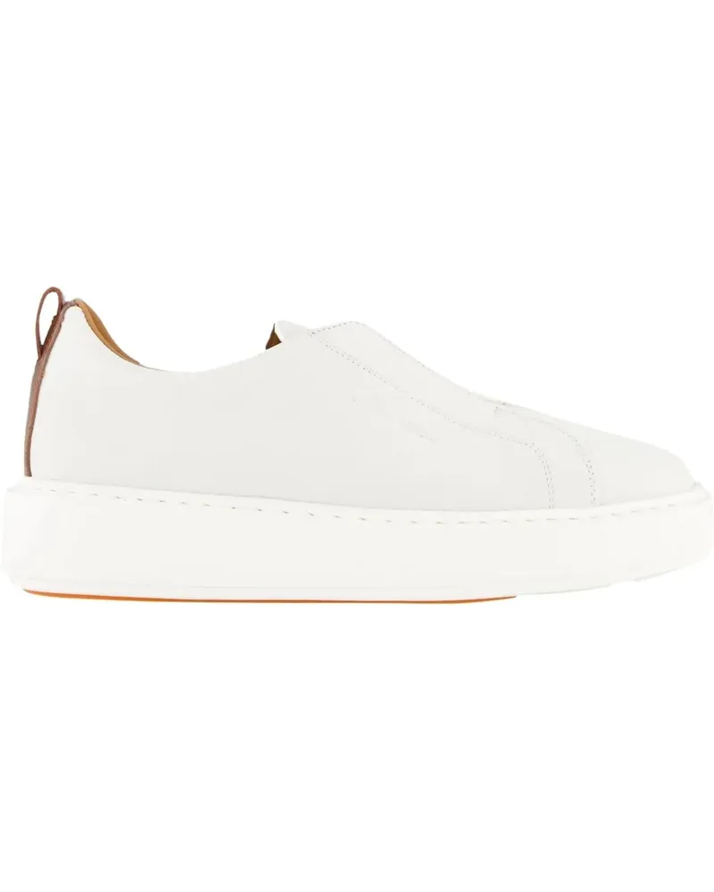 Santoni Low-Top Sneaker White Leather Slip-On Sneakers weiß Weiß