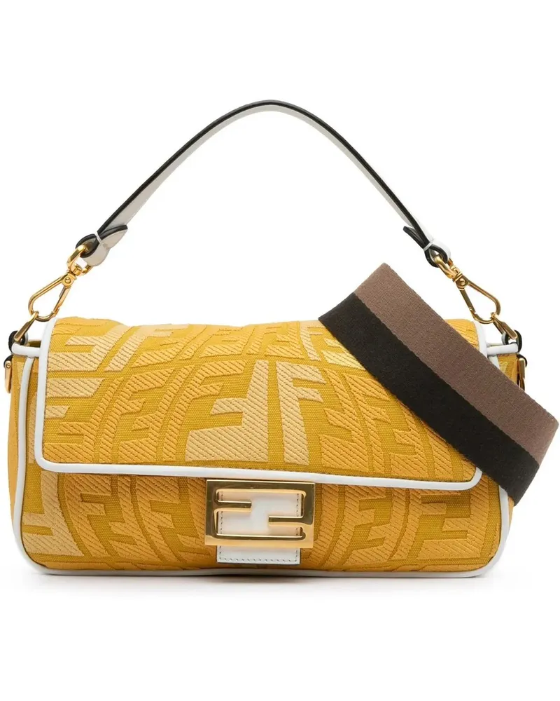 Fendi Hobo Bags 2021 Sarah Coleman FF Canvas Fisheye Baguette Satc gelb Gelb