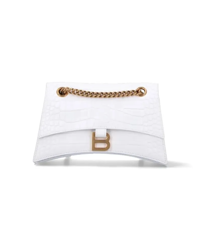 Balenciaga Hobo Bags Small 'Crush' Shoulder Bag – White weiß Weiß