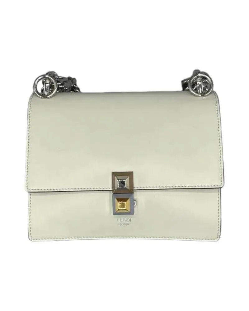 Fendi Hobo Bags Kan White Leather Shoulder Bag weiß Weiß
