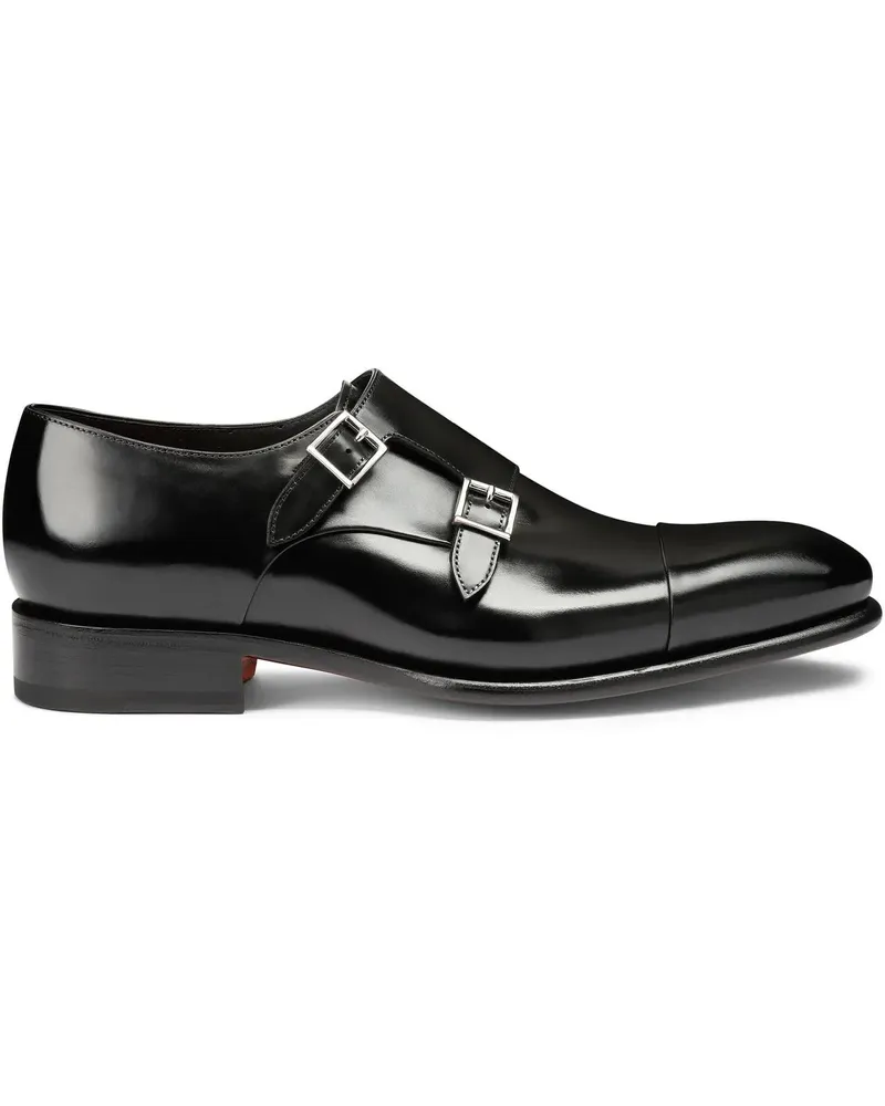 Santoni Leather doublebuckle shoe weiß Weiß