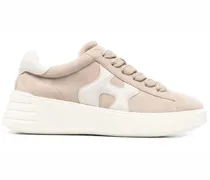 Low-Top Sneaker Round Toe Lace-Up Calf Suede Sneakers With Chunky beige