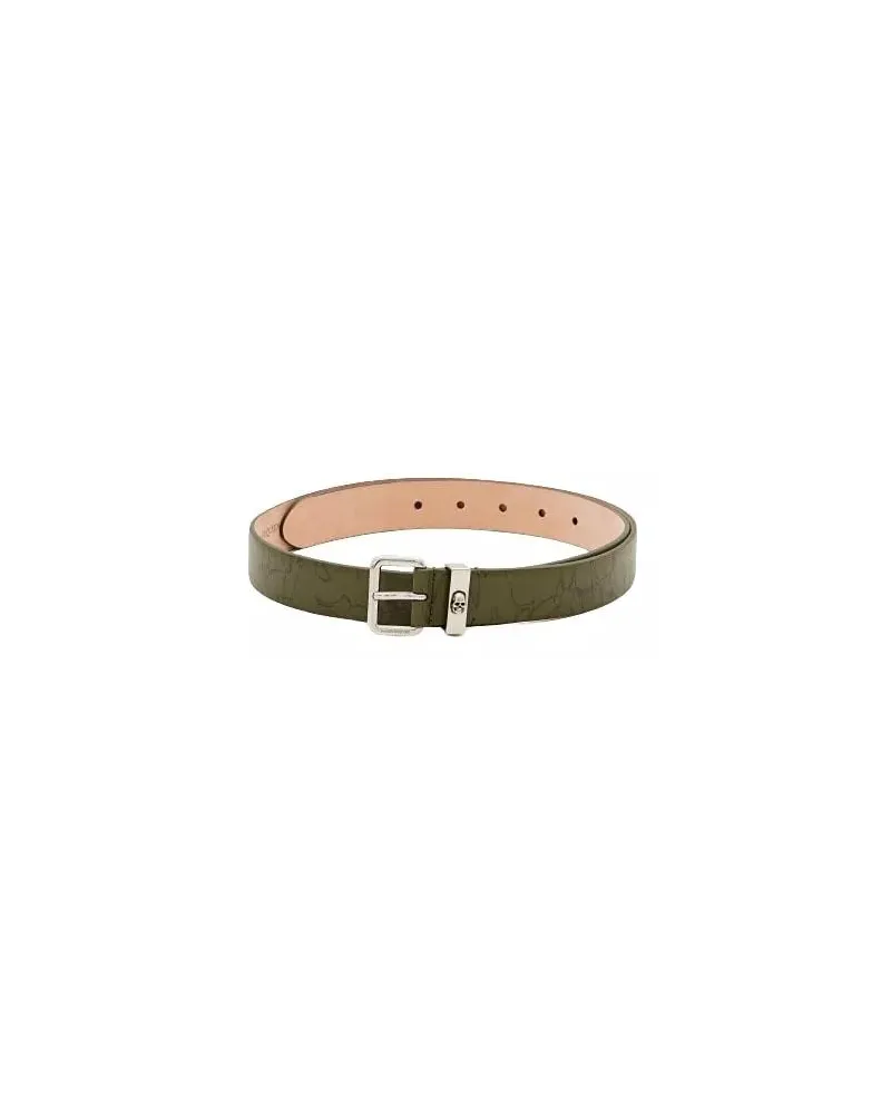 Alexander McQueen Gürtel Skull Loop Leather Belt GrüN