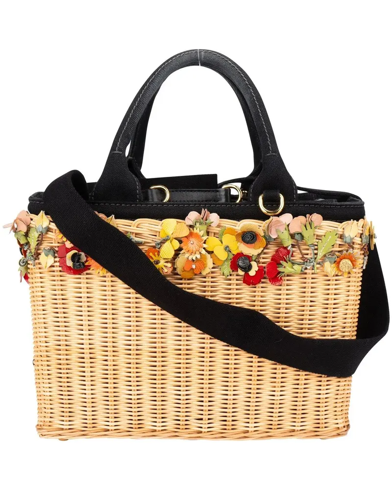 Prada Crossbody Bags  Limited Floral Basket Handbag schwarz Schwarz