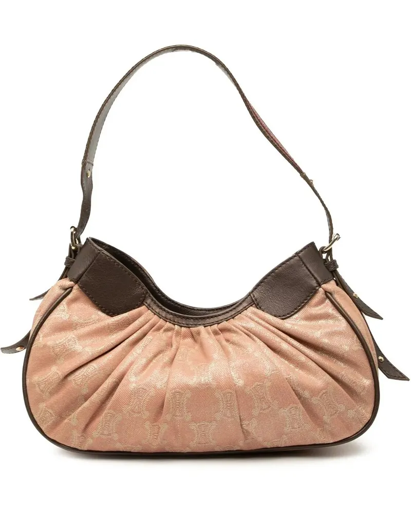 Celine Hobo Bags Macadam Denim Pleated Shoulder Bag rosa Gold