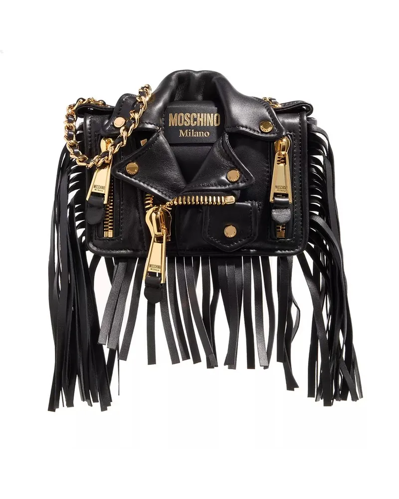 Moschino Crossbody Bags Biker Bag Fringes Schwarz