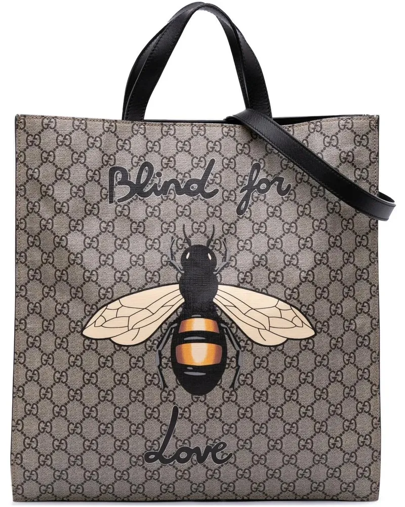 Gucci Hobo Bags GG Supreme Blind For Love Satchel braun Braun