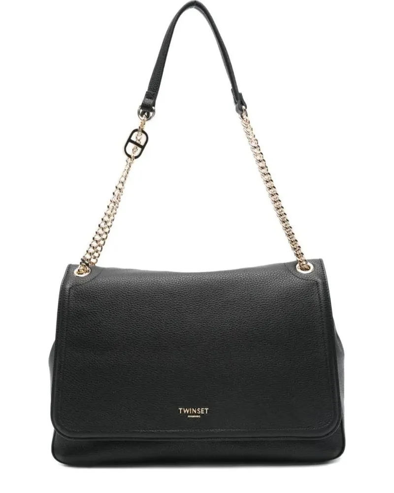 Twin-Set Hobo Bags Structured Pebbled Handbag With Gold-Tone Accents schwarz Schwarz