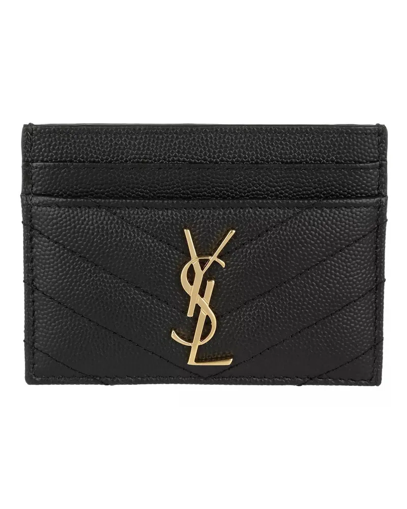 Saint Laurent Portemonnaie YSL Monogramme Card Etui Grain De Poudre Leather schwarz Schwarz