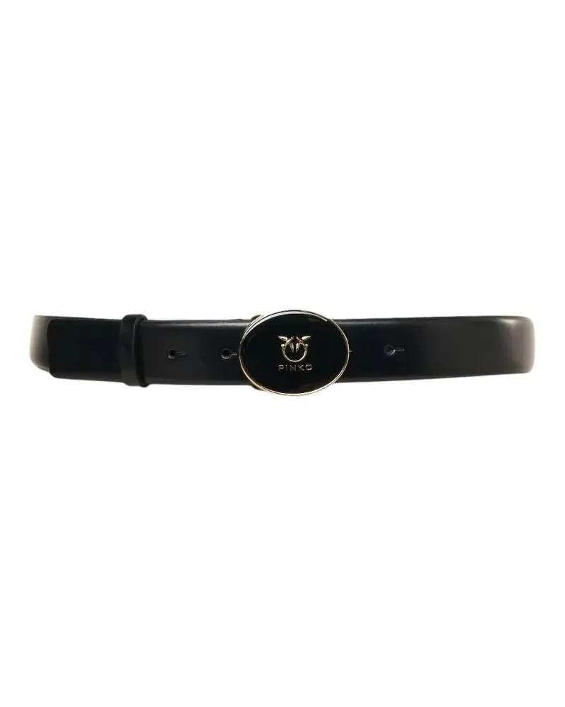 Pinko Gürtel Refined Black Leather Belt schwarz Schwarz