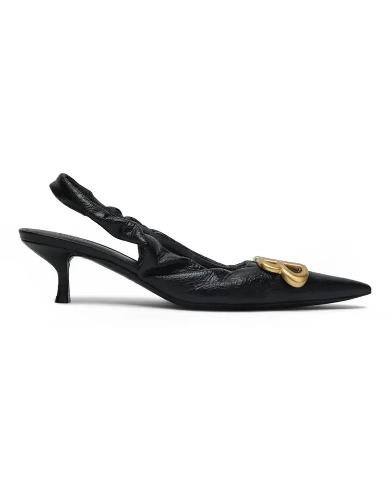 Balenciaga Hohe Schuhe Monaco Slingback Bb With Pointed Toe And Gold Acce schwarz Schwarz